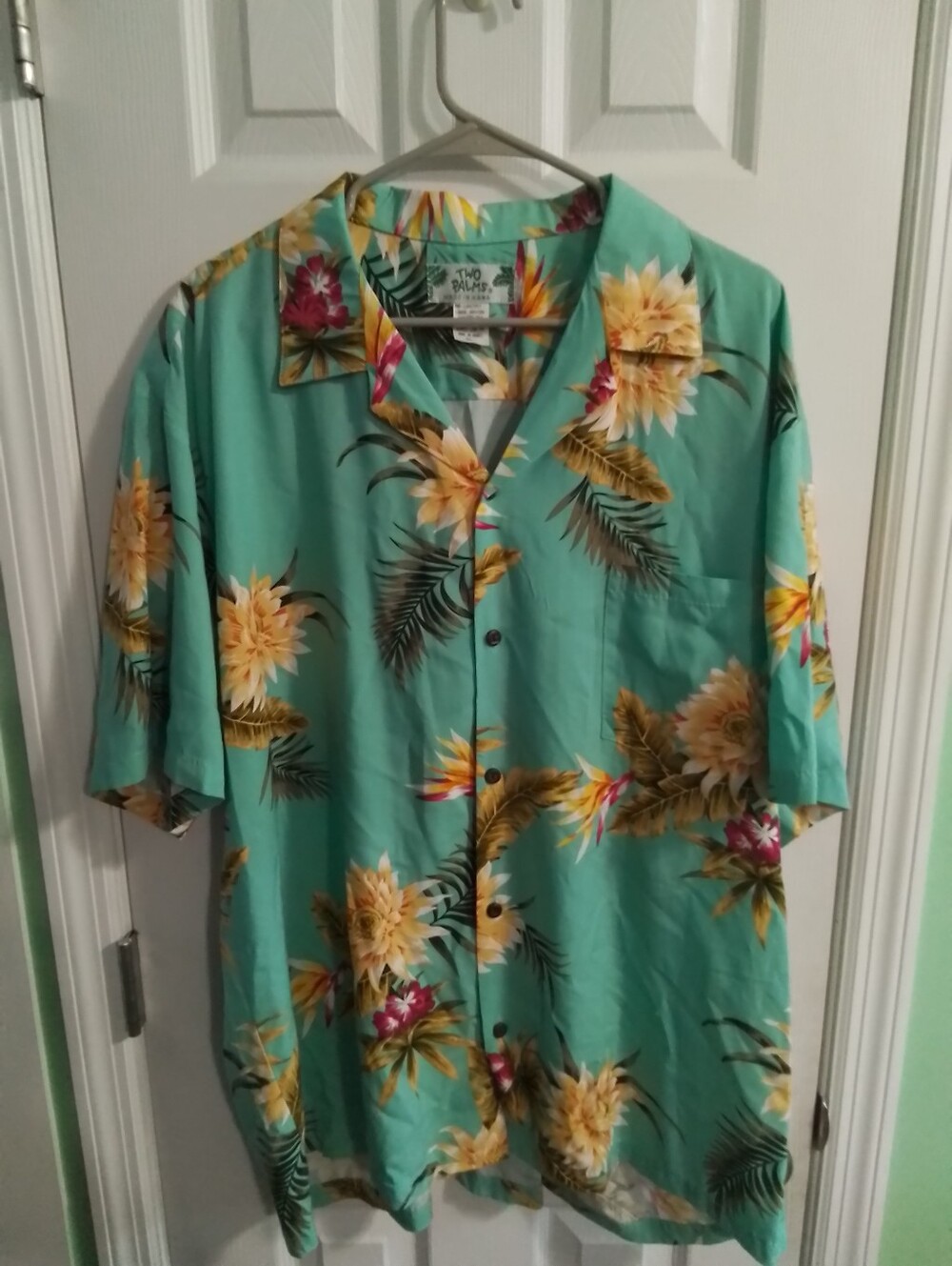 Two Palms Men's Teal Floral Hawaiian Shirt